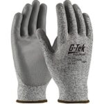PIP G-Tek PolyKor 16-150 Cut-Resistant Gloves  – PU Coated Palm & Fingers, Gray Polyester – Large, 9.4"