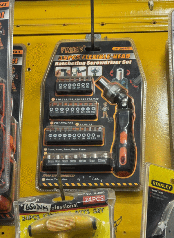 FREED 35PC Flexible Head Ratcheting Screwdriver Bit Set