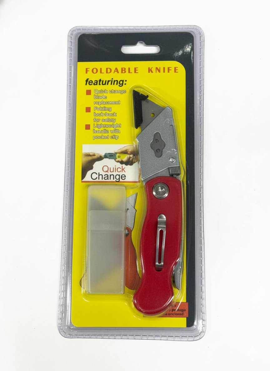 Quick Change Folding Utility Knife | Box Cutter with Safety Lock
