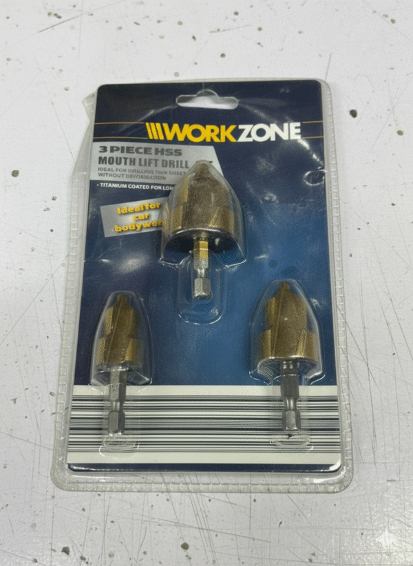 WORKZONE 3-Piece HSS Mouth Lift Drill Set - Titanium Coated Step Drills for Sheet Metal & Car Bodywork