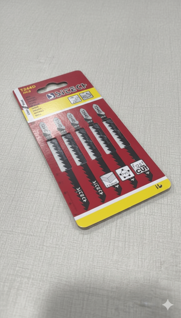 SITECH T244D HCS Jigsaw Blades for Wood & PVC – Fast Clean Cut, 5-Pa