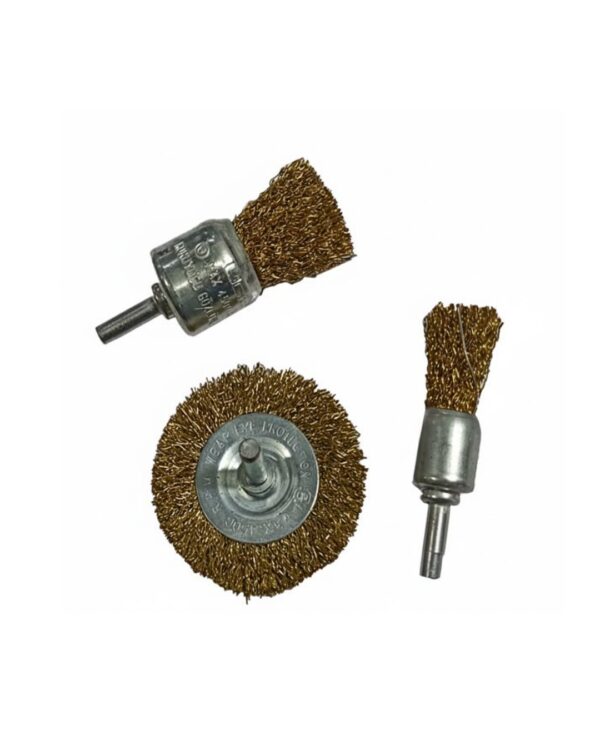 6mm Shank Drill Wire Brush Set – 3PCS Brass & Steel Cup Brushes for Rust, Weld & Surface Cleaning