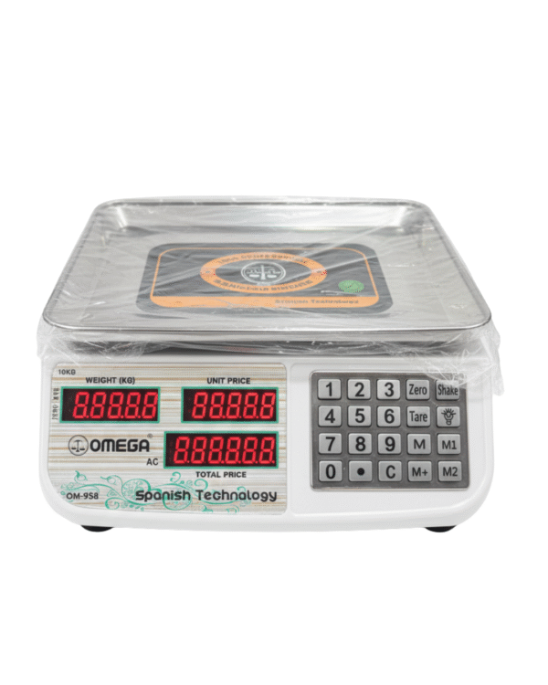 OMEGA OM-958 Professional Digital Price Computing Scale - 10kg Capacity, Spanish Technology, AC Power