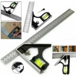12″ Adjustable Combination Angle Ruler with Bubble Level – Precision 45° & 90° Woodworking Measuring Tool