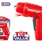 EMTOP Lithium-Ion Cordless Screwdriver ECSR0402 with LED Work Light & 10-Piece Bit Set