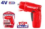 EMTOP Lithium-Ion Cordless Screwdriver ECSR0402 with LED Work Light & 10-Piece Bit Set