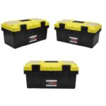 Large Heavy Duty Plastic Tool Box with Secure Locks – Portable Tool Storage Box 17.3″ x 9″ x 8″