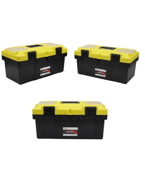 Large Heavy Duty Plastic Tool Box with Secure Locks – Portable Tool Storage Box 17.3″ x 9″ x 8″