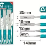 Total 25 mm Wood Chisel CR-V Steel – Heavy-Duty Carpenter Tool for Precision Woodworking (Model THT41256)