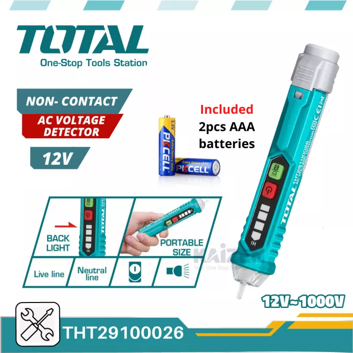 3c27f0141e074586e09d45bb0b1a4c7c.png_720x720q80.jpg_ Digital Total Tester Pen with LED & Sound Alarm Total THT29100026 Non-Contact AC Voltage Detector 12V–1000V - Image 1