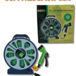 Blackspur 50ft Garden Hose Reel with Spray Gun | Flat Pipe Water Hose
