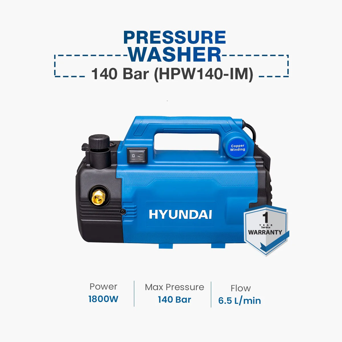 WhatsApp_Image_2024-07-01_at_4.40.11_PM Hyundai 140 Bar High Pressure Washer HPW140-IM (1800W Copper Motor) Car Washer Machine - Image 1