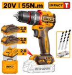 INGCO CIDLI20558 20V Brushless Cordless Impact Drill – 55Nm Professional Hammer Drill Kit - Image 2