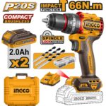 INGCO CIDLI20668 20V Brushless Cordless Impact Drill – 66Nm High Torque Compact Power Tool with Battery & Charger