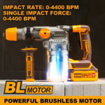 INGCO CRHLI202882 20V Cordless Rotary Hammer Drill 28mm SDS Plus Brushless - Image 3