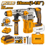 INGCO CRHLI202882 20V Cordless Rotary Hammer Drill 28mm SDS Plus Brushless