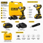Selex 108V Cordless Impact Wrench – Heavy Duty Rechargeable Electric Wrench with 2 Batteries & Carry Case