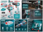 TOTAL TCKLI20275E 20V Brushless Drill & Impact Wrench Combo Kit with 2 Batteries | 400Nm Impact Wrench & 66Nm Drill - Image 3