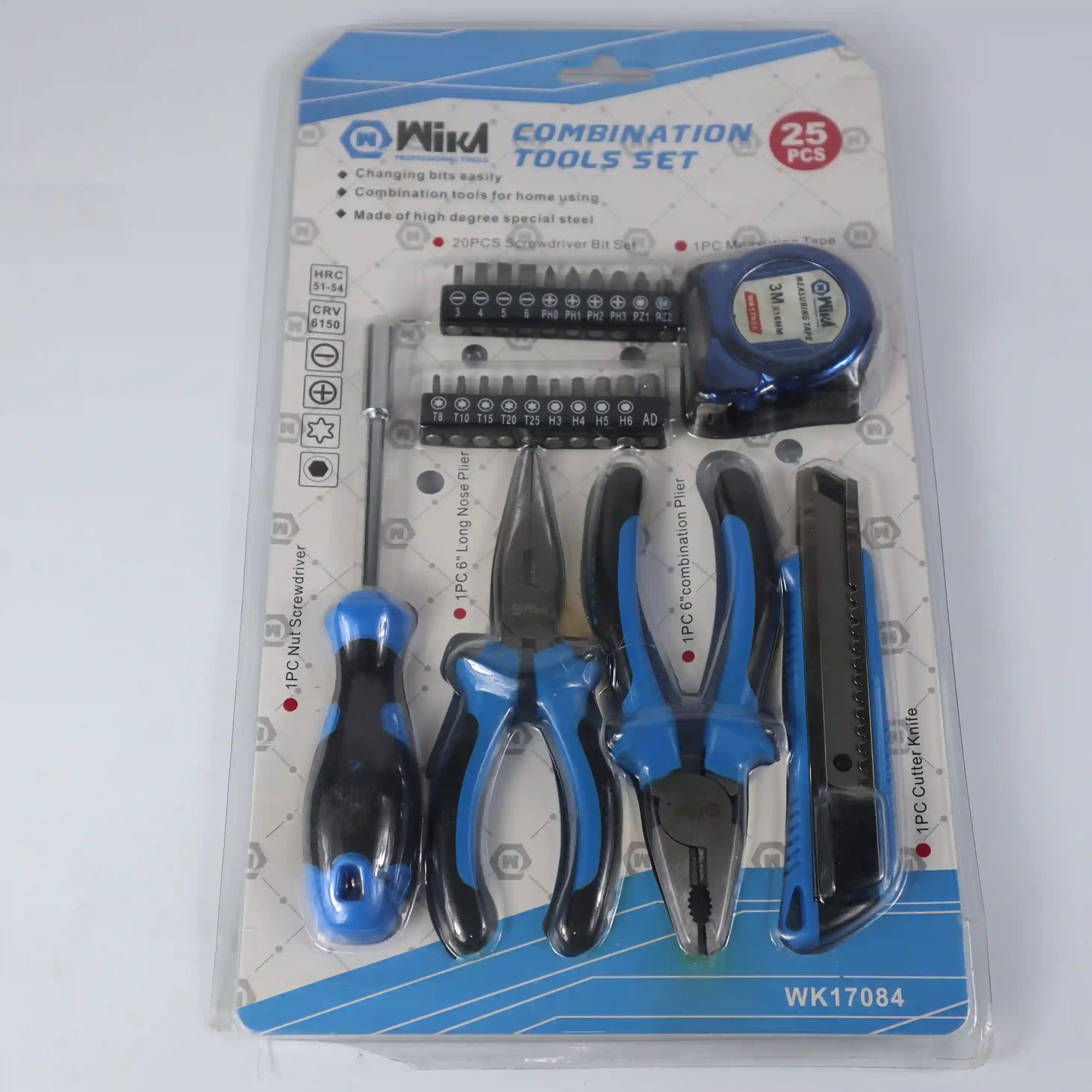 IMG_3424_11zon-compressed WIKA WK17084 25 Piece Professional Combination Tool Set – Heavy Duty Home & Garage Repair Kit with Pliers & Screwdriver Bits - Image 1