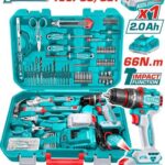 TOTAL THKTHP11652 165 Pcs Professional Tool Set with 20V Cordless Impact Drill Kit