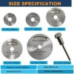 HSS Mini Circular Saw Blade Set with Mandrel | 6PCS Rotary Cutting Disc Kit for Wood, Plastic & Soft Metal