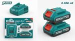 TOTAL 20V P20S Dual Battery Fast Charger Kit  | 2x 2.0Ah Lithium-Ion Batteries