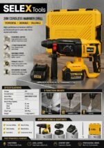 Selex 20V Cordless Hammer Drill | Professional Rotary Hammer with 2 Batteries & Carrying Case