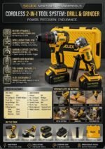 Selex 20V Cordless Brushless Combo Kit | Drill Driver & Angle Grinder Set with Li-Ion Batteries