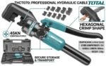 TOTAL THCT070 Hydraulic Crimping Tool 45KN | Heavy-Duty Cable Lug Crimper 4-70mm² with Carrying Case - Image 2