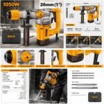 INGCO 1050W SDS Plus Rotary Hammer Drill RH10506 - Image 3