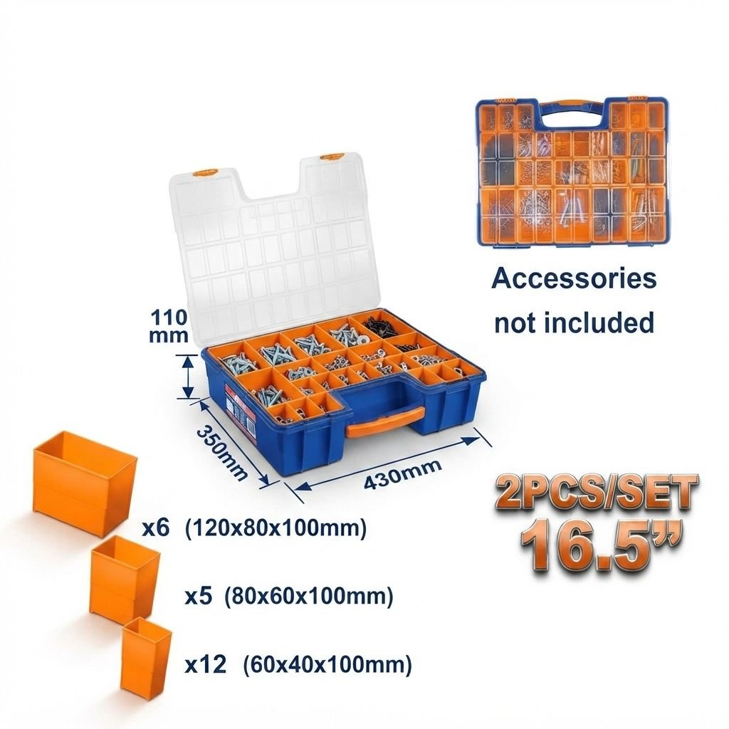 Wadfow WTB1633 2PCS 16.5 Inch Plastic Organizer Box Set - hubstool.com
