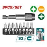 TOTAL 9-Piece Screwdriver Bit Set TASCD3091 – S2 Steel Bits with Magnetic Holder - Image 2